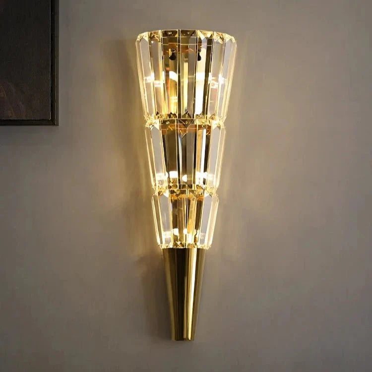 Gio 27-inch gold crystal wall sconce with hand-cut crystal