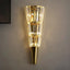 Gio 27-inch gold crystal wall sconce with hand-cut crystal