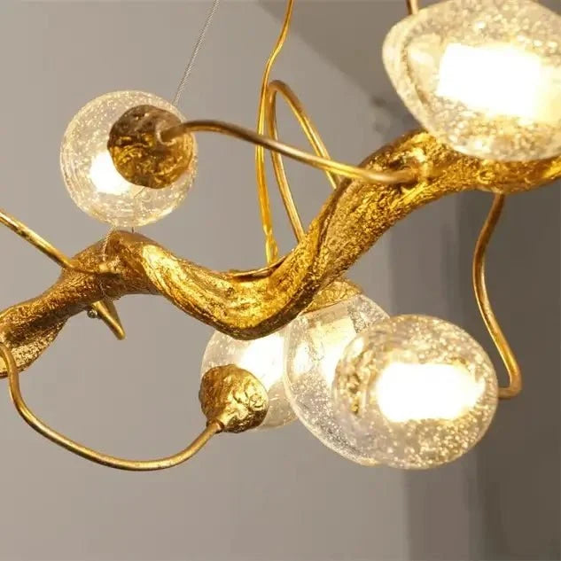 Albero brass branch chandelier full fixture view