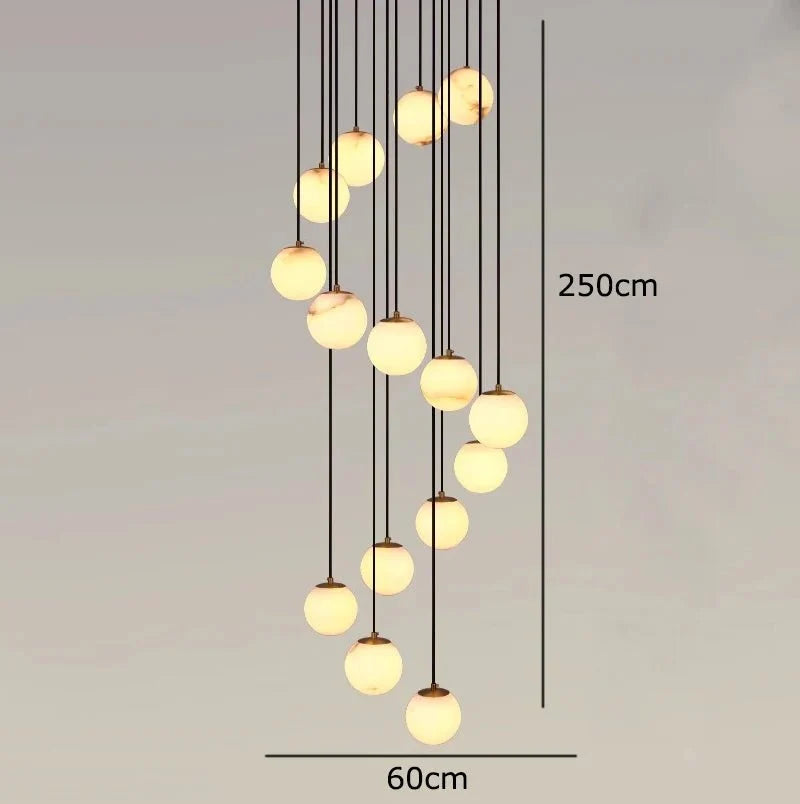 Brighton marble ball chandelier warm glow