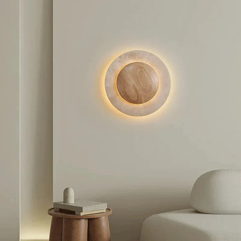 buyDario Travertine & Oak Wall Sconce - Morsale Main image