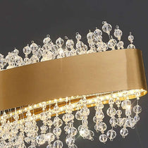 Detail of hand-set crystal strands and steel frame