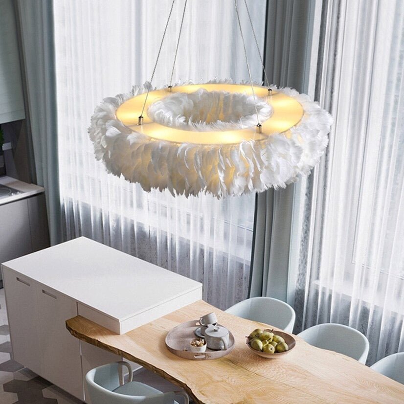 Natural Goose Feather Chandelier Secondary image