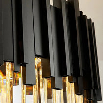 Detail of precision-cut crystal on the Gio modern chandelier