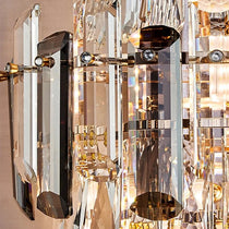 Detail of smoke and clear crystal on the Lazzo sconce