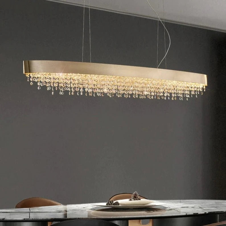 Alleri Linear Crystal Chandelier – Brushed Gold Secondary image