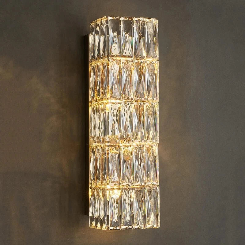 Bacci compact crystal wall sconce side profile on steel