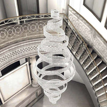 Alleri long crystal foyer chandelier in a grand entryway