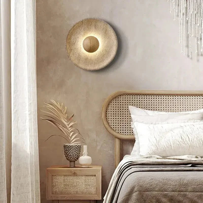 Oakley travertine wall sconce full view Main image