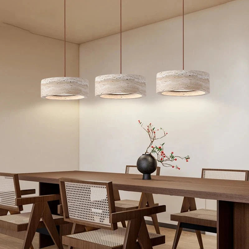 Vero travertine bell pendant side profile