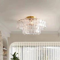 Riviera 20-inch flush mount chandelier on a ceiling