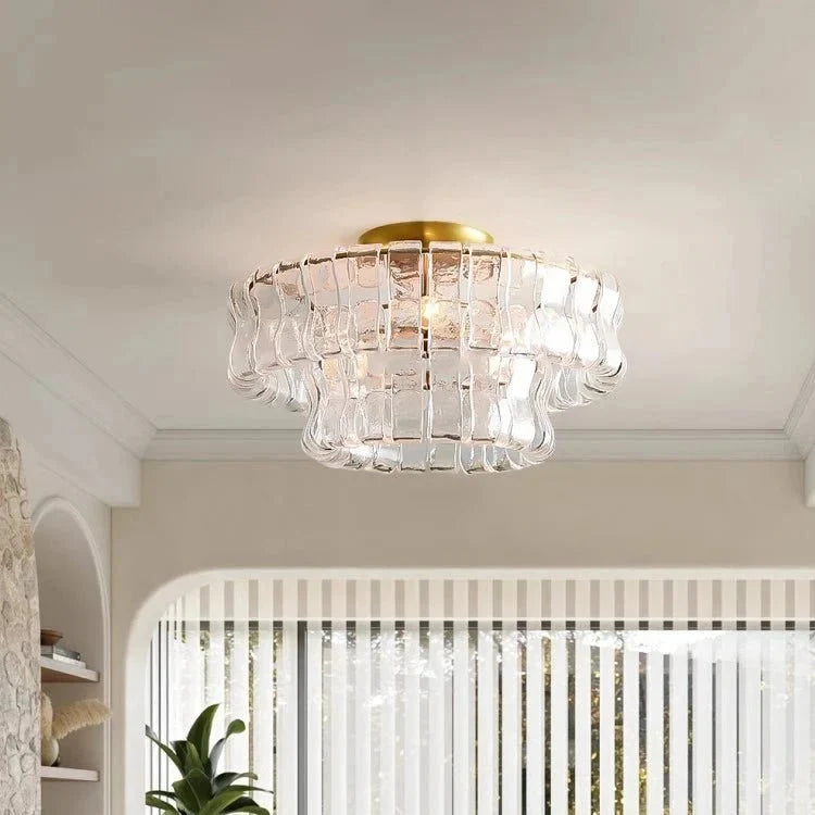 Riviera 20-inch flush mount chandelier on a ceiling