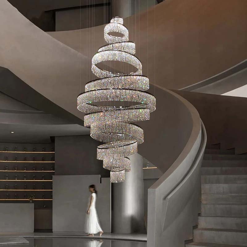 Cascading clear crystal drop on a polished steel frame