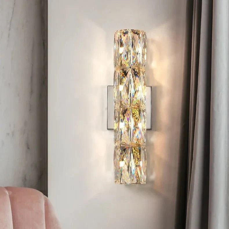Bacci linear crystal wall sconce full view Main image