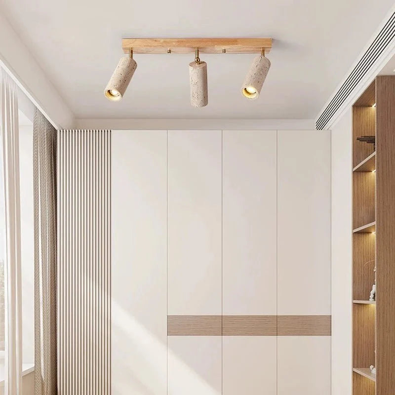 3-Light Travertine Ceiling Light Secondary image