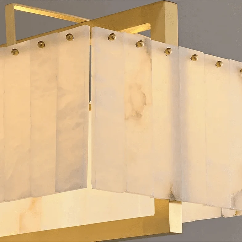 Stanton brass and marble dining chandelier full view