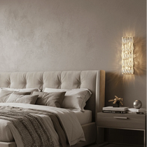 Detail of layered K9 crystal on the Bacci compact sconce