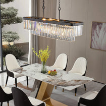 Gio crystal dining chandelier illuminated