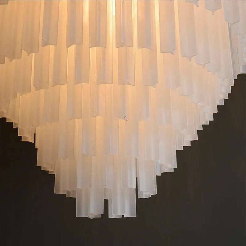 Detail of frosted crystal on the Lucienne chandelier