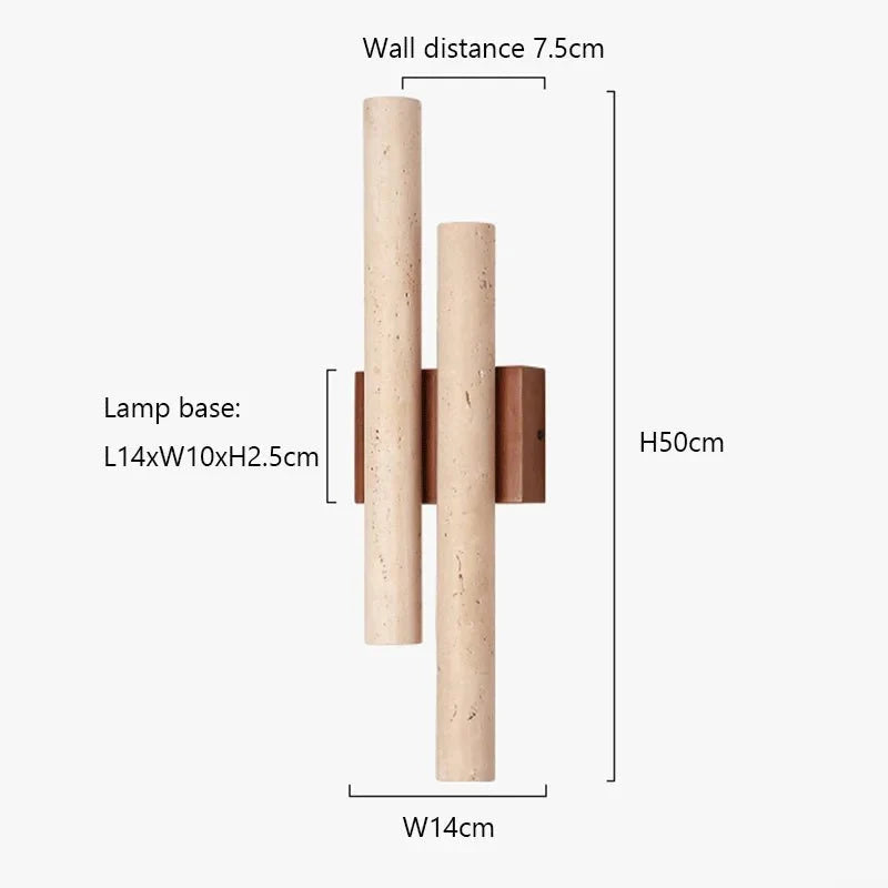 Toscana travertine wall light side profile