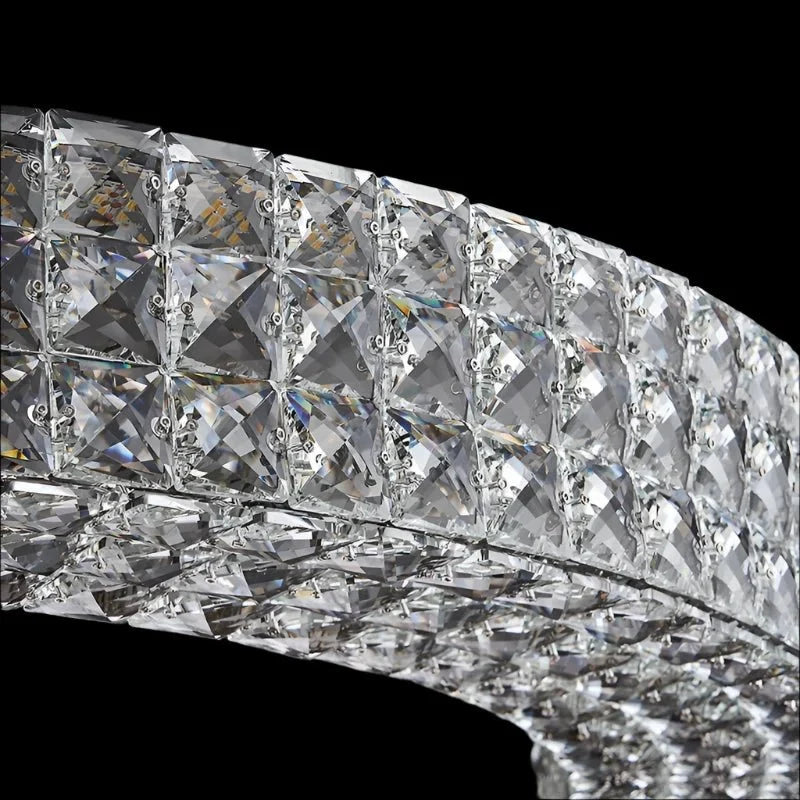 Bacci crystal flush mount casting a warm sparkle