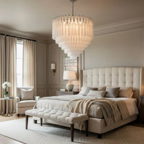 Lucienne frosted crystal chandelier on a brushed nickel frame