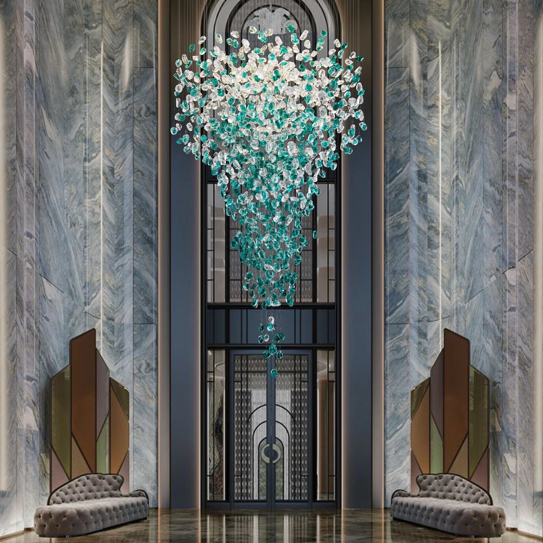 Verde Crystal Foyer Chandelier Secondary image