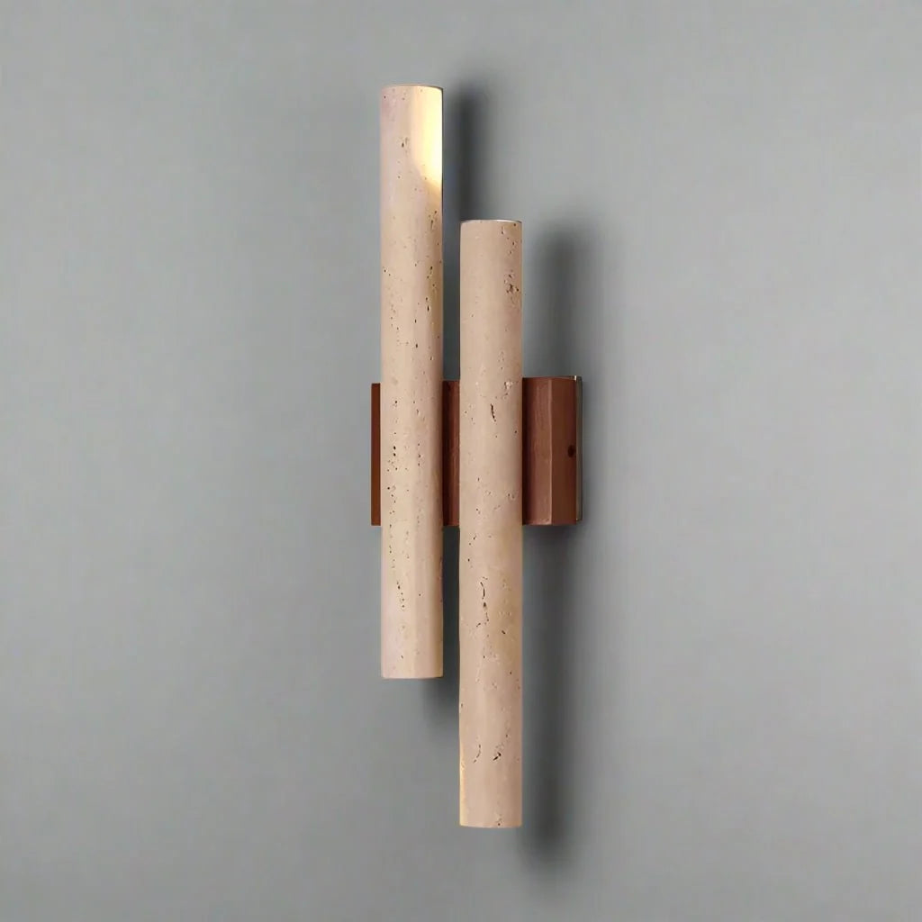 Toscana travertine wall light full view Main image
