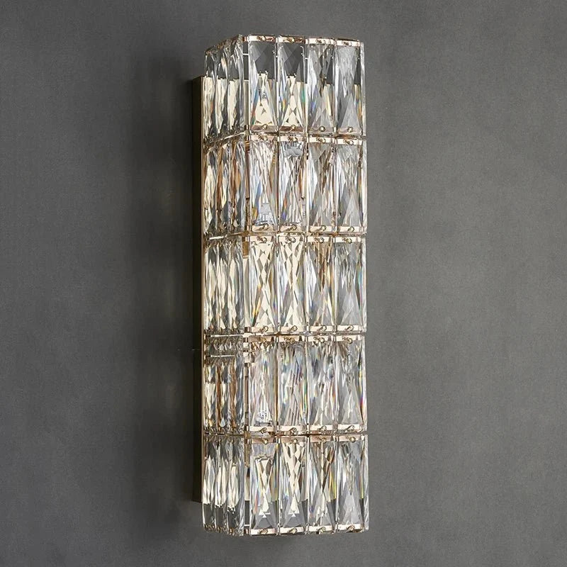 Bacci compact crystal sconce in a hallway setting
