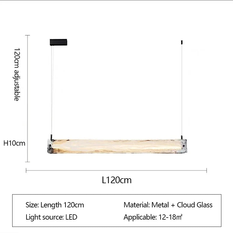 Costa linear glass chandelier full view