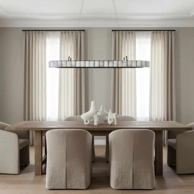 Hampton marble dining room chandelier full view