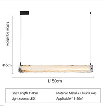 Costa modern linear glass suspension chandelier detail