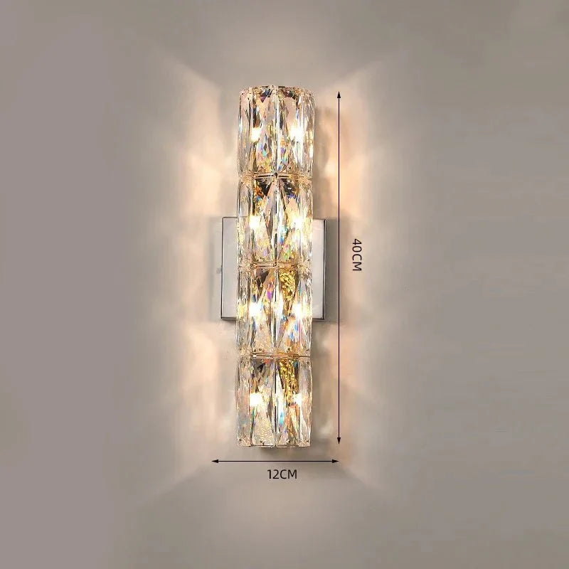 Bacci linear crystal wall sconce close-up