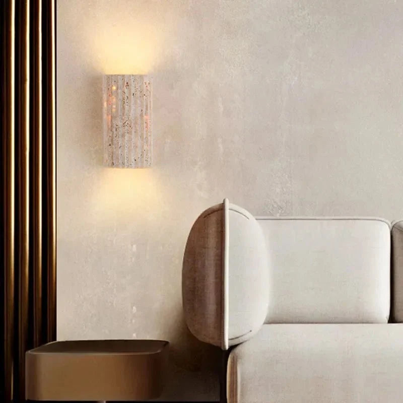 Naples travertine wall sconce full view Main image