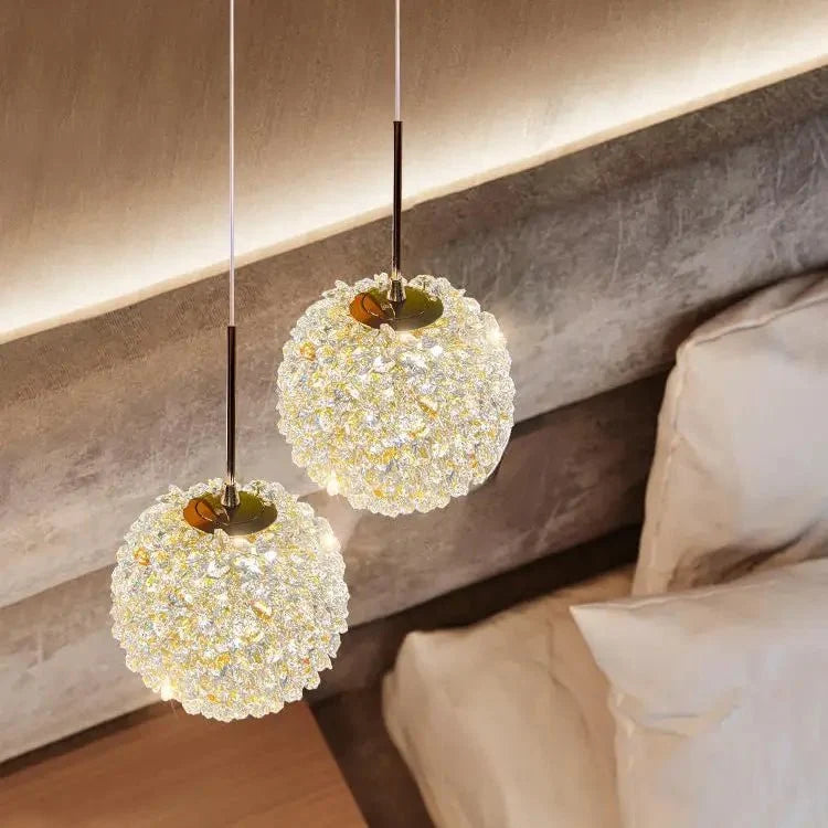 El Sol crystal pendant fixture warm glow