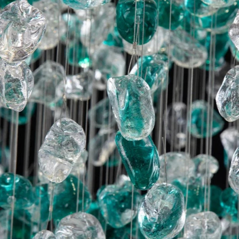Verde crystal chandelier viewed from below