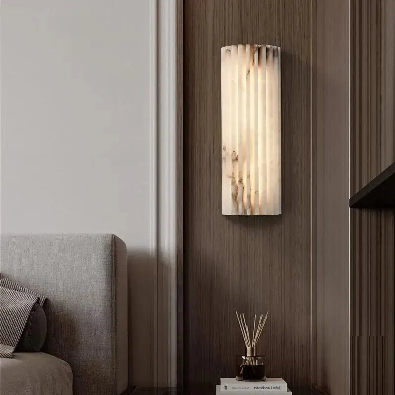 Detail of marble veining on the Marlo 12-inch sconce