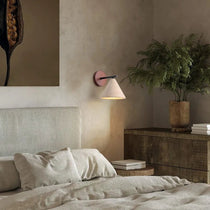 Detail of travertine and wood on the Siena sconce