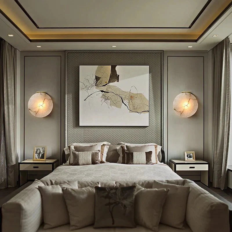 Auralis marble wall sconce full view Main image