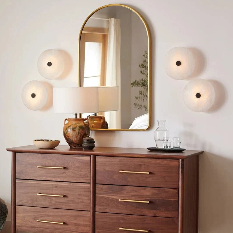 Witney marble and brass wall sconce full view Main image