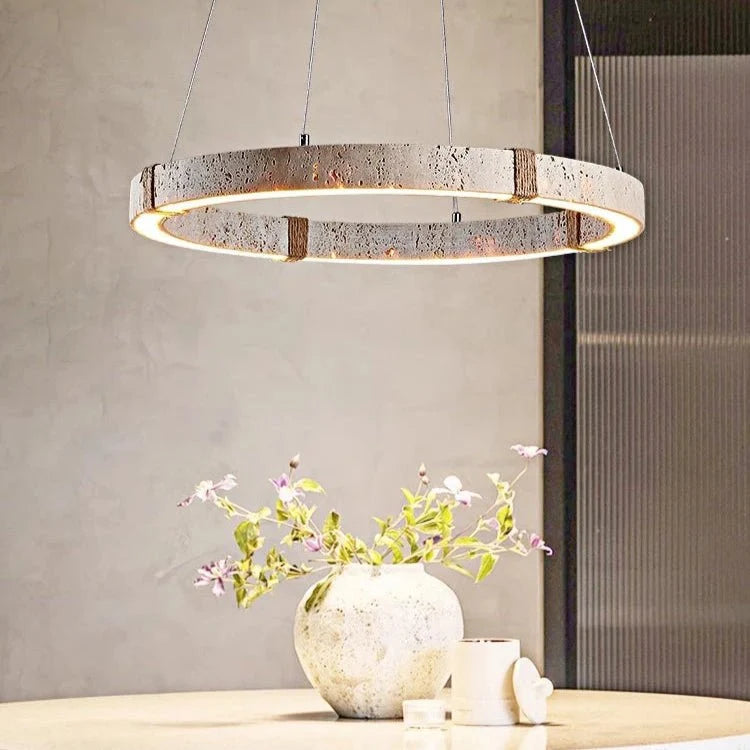 Danford travertine chandelier full fixture view Main image