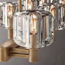 Ventoux linear chandelier above a kitchen island