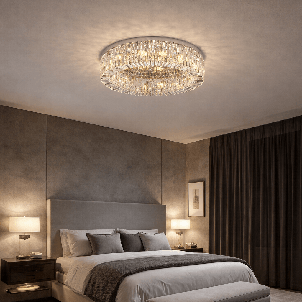 Gio crystal flush mount ceiling chandelier full view Main image