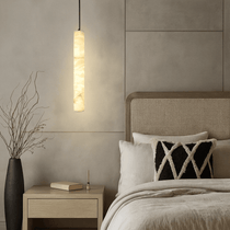 Natural marble pendant with soft internal glow