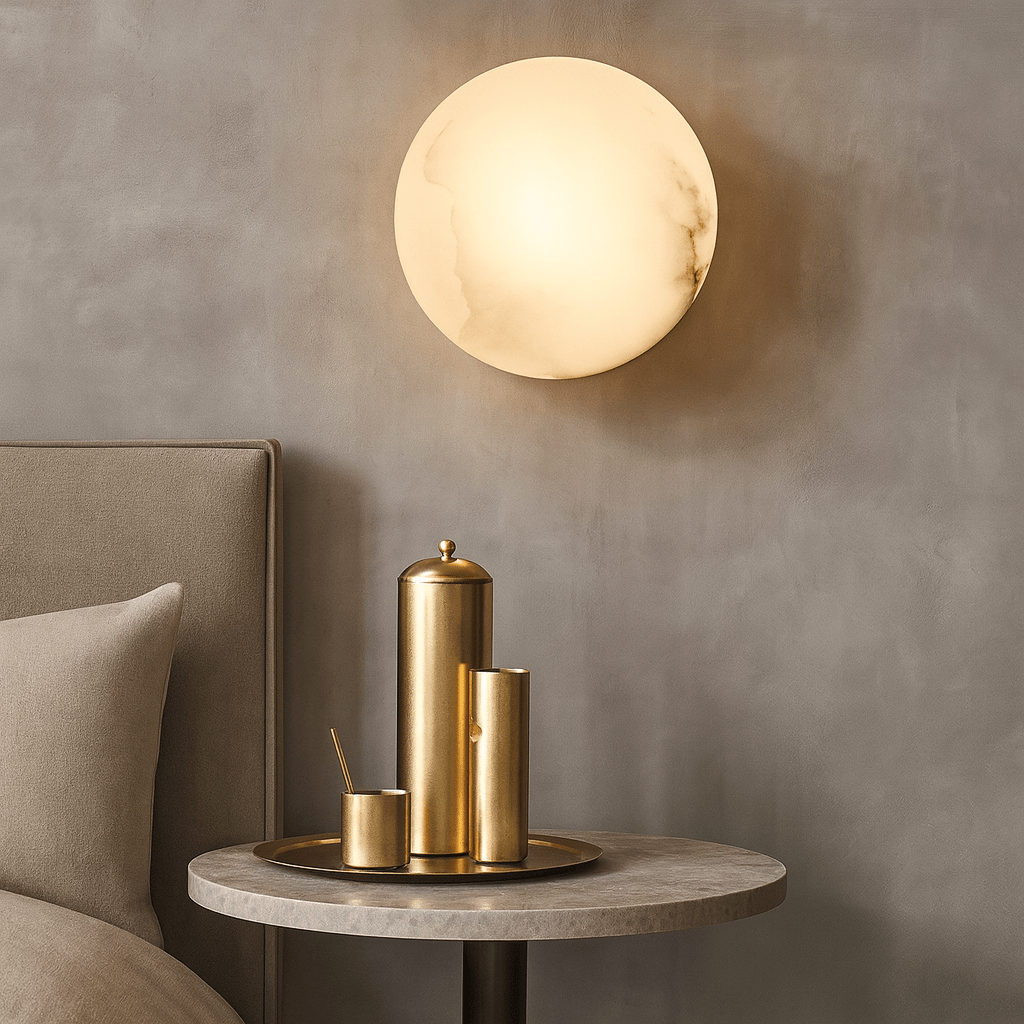 Moonshade marble ball wall sconce full view