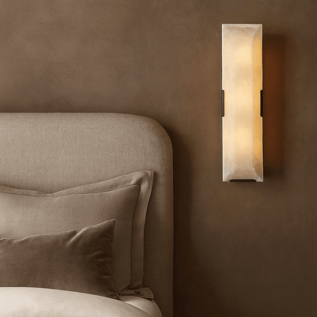 Brookhill calcite wall sconce full view Main image
