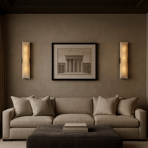 Brookhill calcite sconce with glowing stone shade