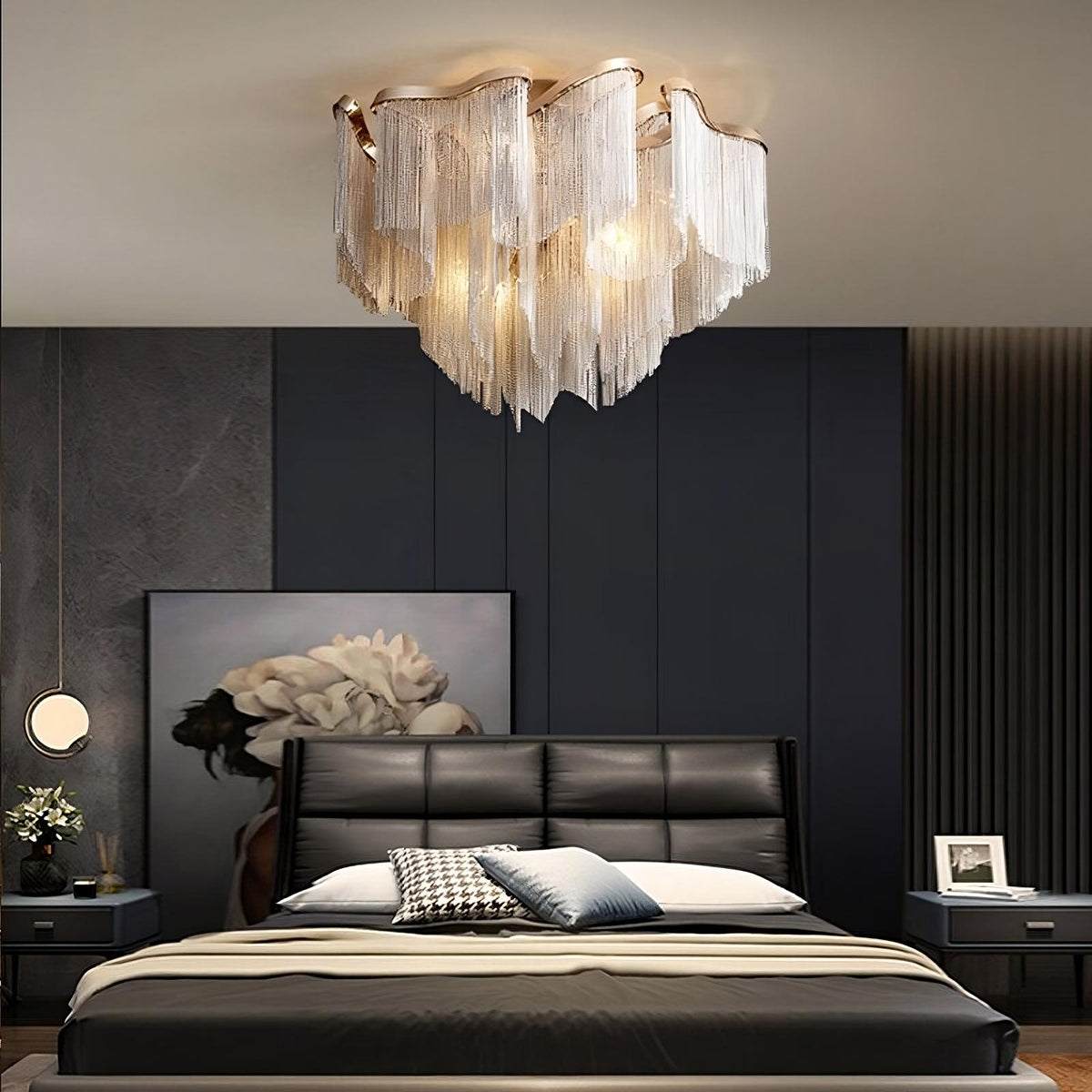 buyCadena Chain Tassel Flush Mount Chandelier - Morsale