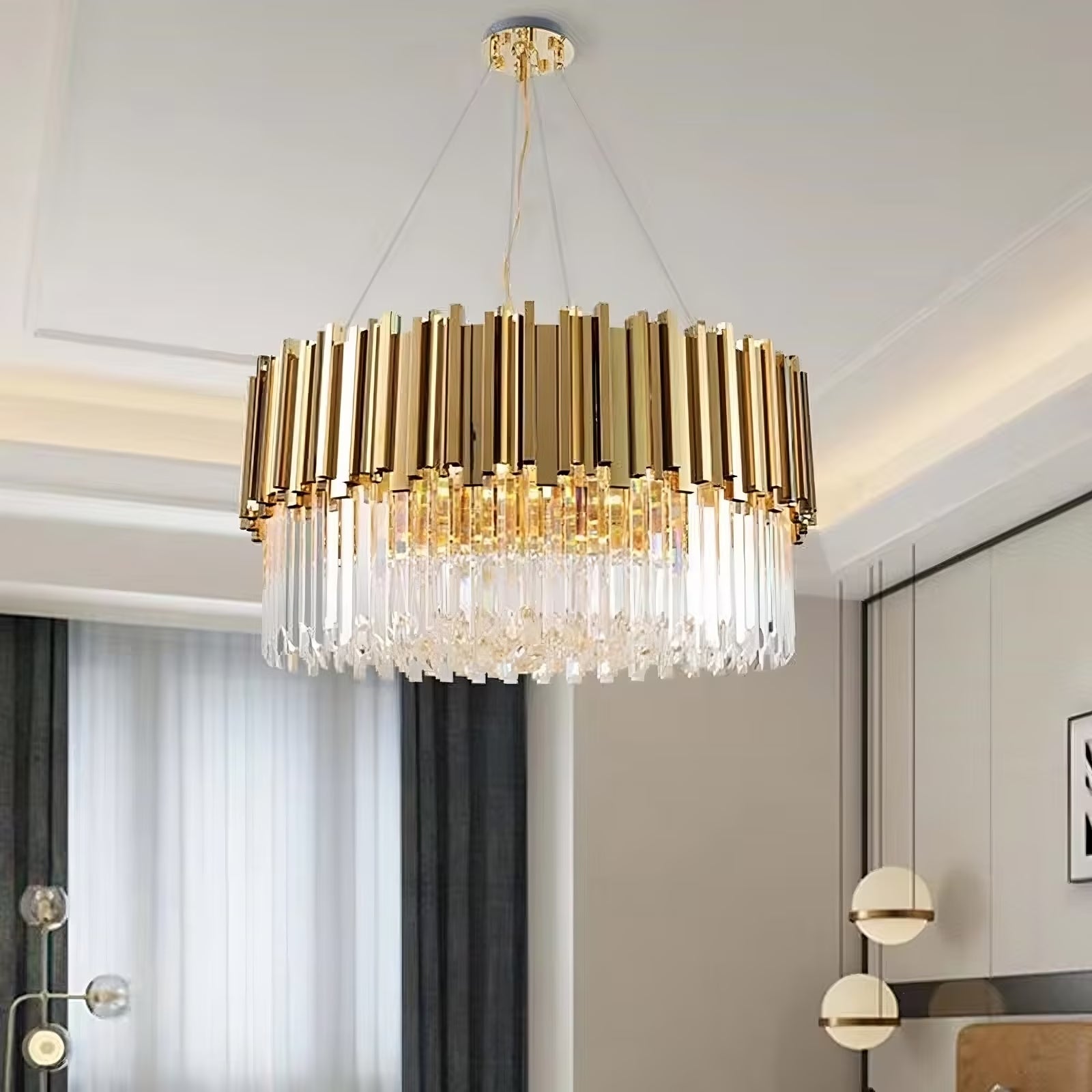 Gio Gold & Chrome Crystal Chandelier Secondary image