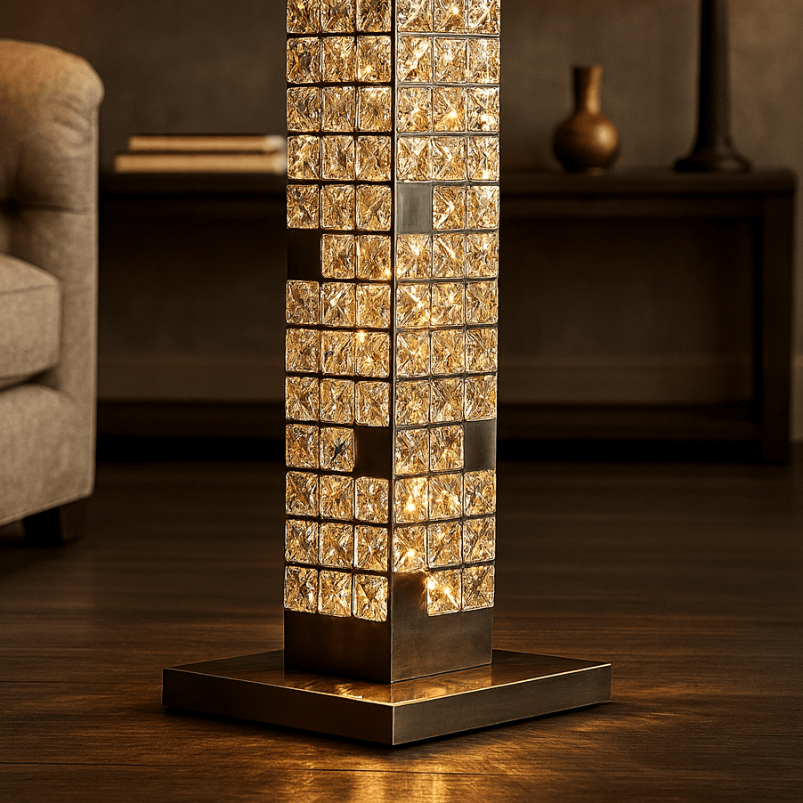 Aurelia crystal floor lamp warm glow detail